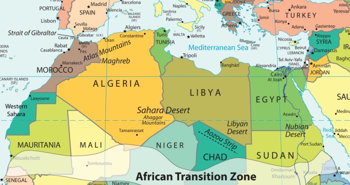 Southwest asia and north africa map labeled