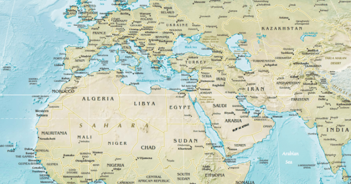 Southwest asia and north africa map labeled